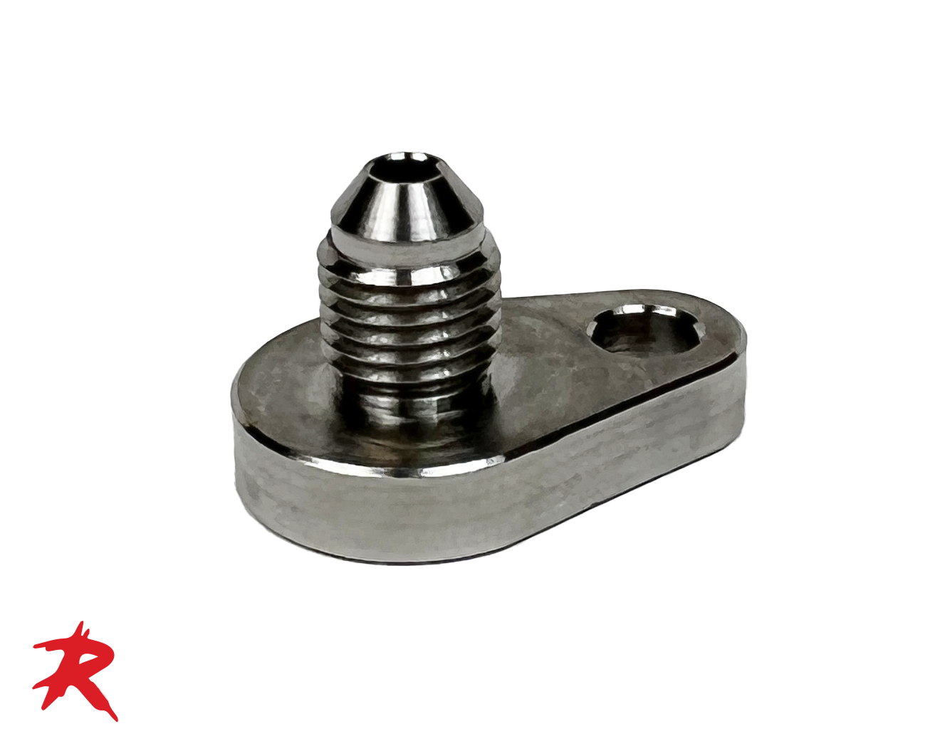 Billet 304 Stainless Steel -4 AN Oil Feed Adapter with M6 Mounting Bolt